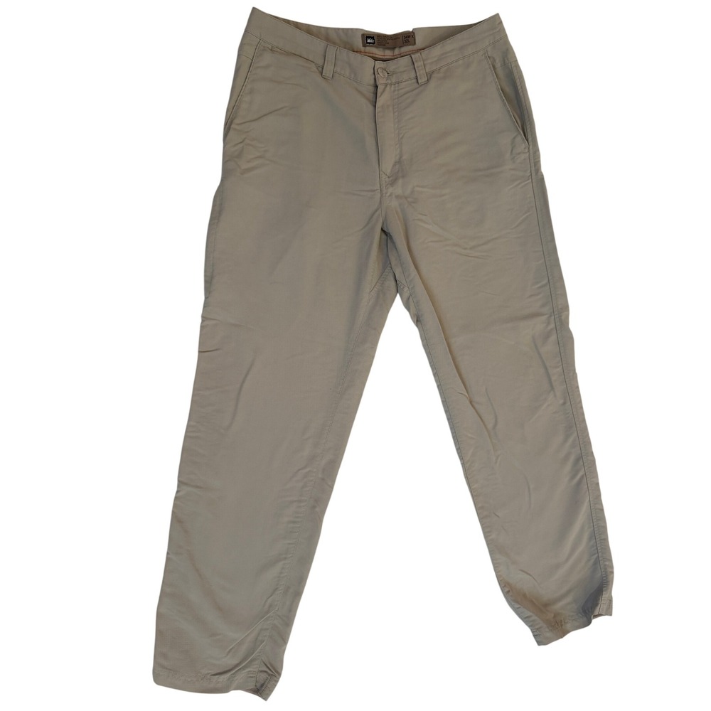 REI Co-op Mens Hiking Pants Khaki Tan Nylon Blend Outdoor Trousers 34x32